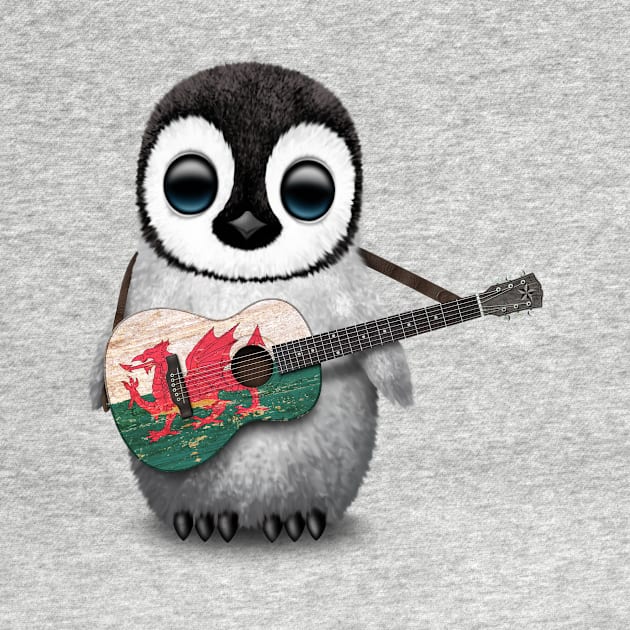 Baby Penguin Playing Welsh Flag Guitar by jeffbartels